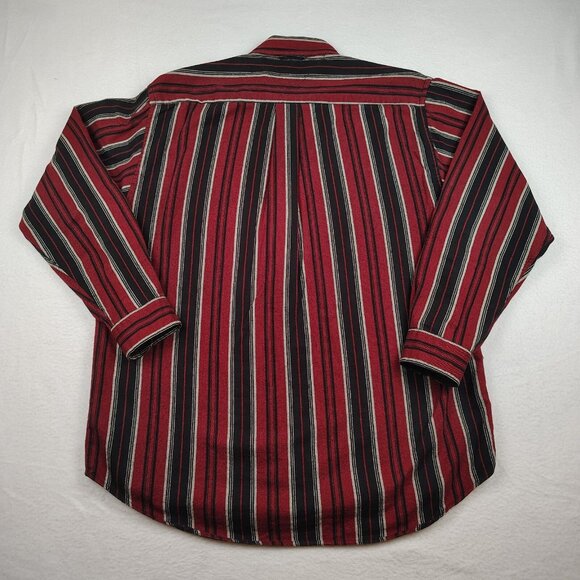 VTG Tommy Hilfiger Striped Shirt Mens Medium Red Motorcycle Cotton - Picture 2 of 9